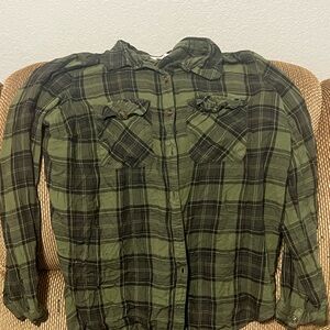 Terra & Sky Olive Plaid Shirt